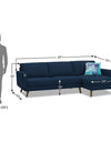 Adorn India Damian L Shape 6 Seater Sofa Set Right Hand Side (Blue)