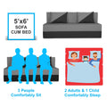 Adorn India Easy Desmond 3 Seater Sofa Cum Bed 5 X 6 (Grey & Black) (1 Year Warranty)