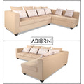 Adorn India Poland L Shape 6 Seater Sofa Set (Right Side) (Beige)