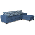 Raiden Stripes L Shape 6 Seater Sofa Set with Center Table (Right Hand Side) (Blue)