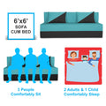 Adorn India Foam Easy Desmond 4 Seater Sofa Cum Bed 6 X 6 (Aqua Blue & Black) (1 Year Warranty)