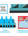 Adorn India Easy Desmond 3 Seater Sofa Cum Bed 6 x 6 (Aqua Blue & Black)