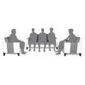 Adorn India Ashley Plain Leatherette Fabric 3-1-1 Five Seater Sofa Set (Grey & White) (3 Year Warranty)