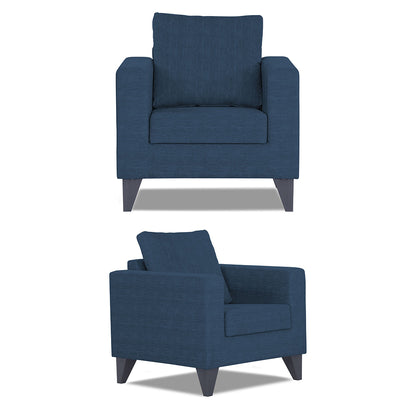 Adorn India Hallton Plain 3-2-1 Six Seater Sofa Set (Blue)