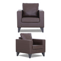 Adorn India Straight line Plus Leatherette 3+1+1 5 Seater Sofa Set (Brown) (3 Year Warranty)