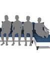 Adorn India Ashley Leatherette Fabric L Shape 6 Seater Sofa Set Stripes (Right Hand Side) (Blue & White)