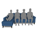 Adorn India Maddox Plain L Shape 6 Seater Sofa Set LHS (Blue) (3 Year Warranty)