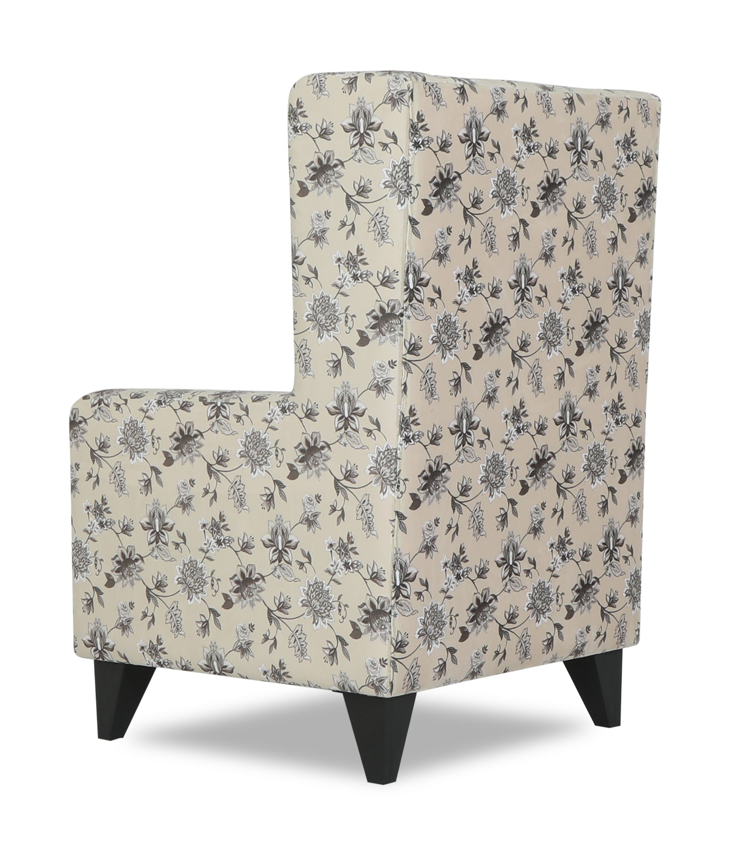 Adorn India Christopher 1 Seater Wing Chair Floral Print with Puffy (Beige)