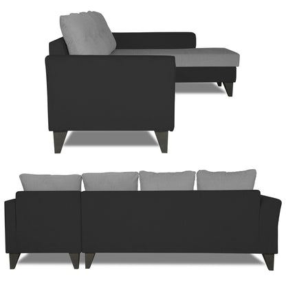 Adorn India Maddox L Shape 6 Seater Sofa Set Tufted Two Tone (Right Hand Side) (Grey & Black)