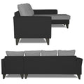 Adorn India Maddox Plain Two Tone L Shape 6 Seater Sofa Set RHS (Grey & Black) (3 Year Warranty)