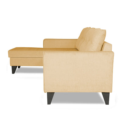 Adorn India Maddox L Shape 5 Seater Sofa Set Tufted (Left Hand Side) (Beige)
