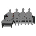 Adorn India Ashley L Shape 6 Seater Sofa Set Leatherette Fabric Digitel Print (Left Hand Side) (Grey & Black) (3 Year Warranty)