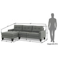 Adorn India Midas L Shape 6 Seater Sofa Set Left Hand Side (Grey)(3 Year Warranty)
