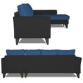 Adorn India Maddox Plain Two Tone L Shape 6 Seater Sofa Set RHS (Blue & Black) (3 Year Warranty)