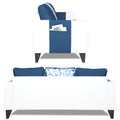Adorn India Ashley Digitel Print Leatherette Fabric 3-2-1 Six Seater Sofa Set (Blue & White) (3 Year Warranty)