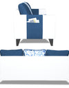 Adorn India Ashley Digitel Print Leatherette 3-2-1 Six Seater Sofa Set (Blue & White)