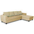Raiden Stripes L Shape 6 Seater Sofa Set with Center Table (Right Hand Side) (Beige)