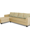Adorn India Raiden Stripes L Shape 6 Seater Sofa Set with Center Table (Left Hand Side) (Beige)