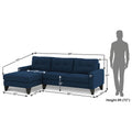 Adorn India Midas L Shape 6 Seater Sofa Set Left Hand Side (Blue) (3 Year Warranty)