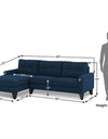 Adorn India Midas L Shape 6 Seater Sofa Set Left Hand Side (Blue)