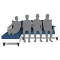 Adorn India Ashley Stripes Leatherette Fabric L Shape 8 Seater Sofa Set with 2 Ottoman Puffy & Center Table LHS (Blue & White) (3 Year Warranty)