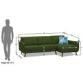 Adorn India Damian L Shape 6 Seater Sofa Set RHS (Green) (3 Year Warranty)