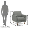Adorn India Damian 1 Seater Sofa (Grey) (3 Year Warranty)
