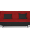 Adorn India Aspen Three Seater Sofa Cum Bed (Red and Black)