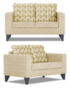 Adorn India Straight line Plus Bricks 3+2+1 6 Seater Sofa Set (Beige)