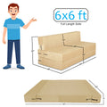 Adorn India Easy Alyn Plus Stripes 4 Seater Wood Sofa Cum Bed (6X6) (Beige) (1 Year Warranty)