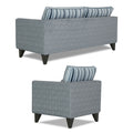 Adorn India Lawson Stripes 3+1+1 5 Seater Sofa Set with Centre Table (Grey)