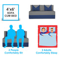 Adorn India Easy Boom 2 Seater Sofa Cum Bed 4 x 6 (Blue & Grey, Foam) (1 Year Warranty)
