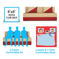 Adorn India Easy Desmond 4 Seater Sofa Cum Bed 6 x 6 (Red & Beige) (1 Year Warranty)