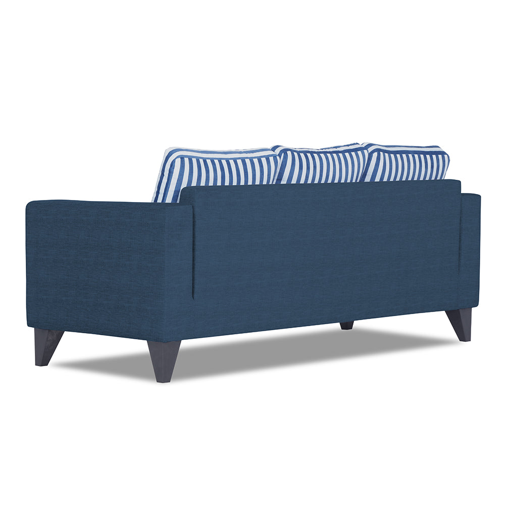 Adorn India Straight Line Plus Stripes 3 Seater Sofa (Blue)