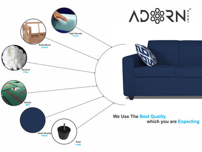Adorn India Monteno Six Seater 3+2+1 Sofa Set (Blue)