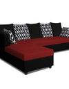 Adorn India Zink Straight line L Shape 6 Seater Sofa Rhombus Cushion (Left Side Handle)(Maroon & Black)