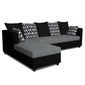 Zink Straight line L Shape 6 Seater Sofa Rhombus Cushion (Left Side Handle)(Grey & Black)
