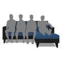 Adorn India Martin L Shape 4 Seater Sofa Set Two Tone (Right Hand Side) (Blue & Black) (3 Year Warranty)