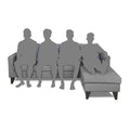 Adorn India Chandler Stripes L Shape 5 Seater Sofa Set RHS (Grey) (3 Year Warranty)