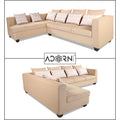 Adorn India Poland L Shape 5 Seater Sofa Set (Left Side) (Beige)