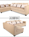 Adorn India Poland L Shape 5 Seater Sofa Set (Left Side) (Beige)