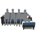Adorn India Maddox L Shape 4 Seater Sofa Set Tufted Two Tone RHS (Blue & Black) (3 Year Warranty)