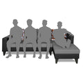 Adorn India Ashley L Shape 6 Seater Sofa Set Leatherette Fabric Stripes (Right Hand Side) (Grey & Black) (3 Year Warranty)