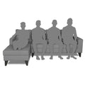 Adorn India Hallton L Shape Decent Sofa Set 7 Seater with Ottoman (Left Side) (Grey) (3 Year Warranty)