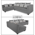 Adorn India Poland L Shape 6 Seater Sofa Set (Left Side) (Grey)