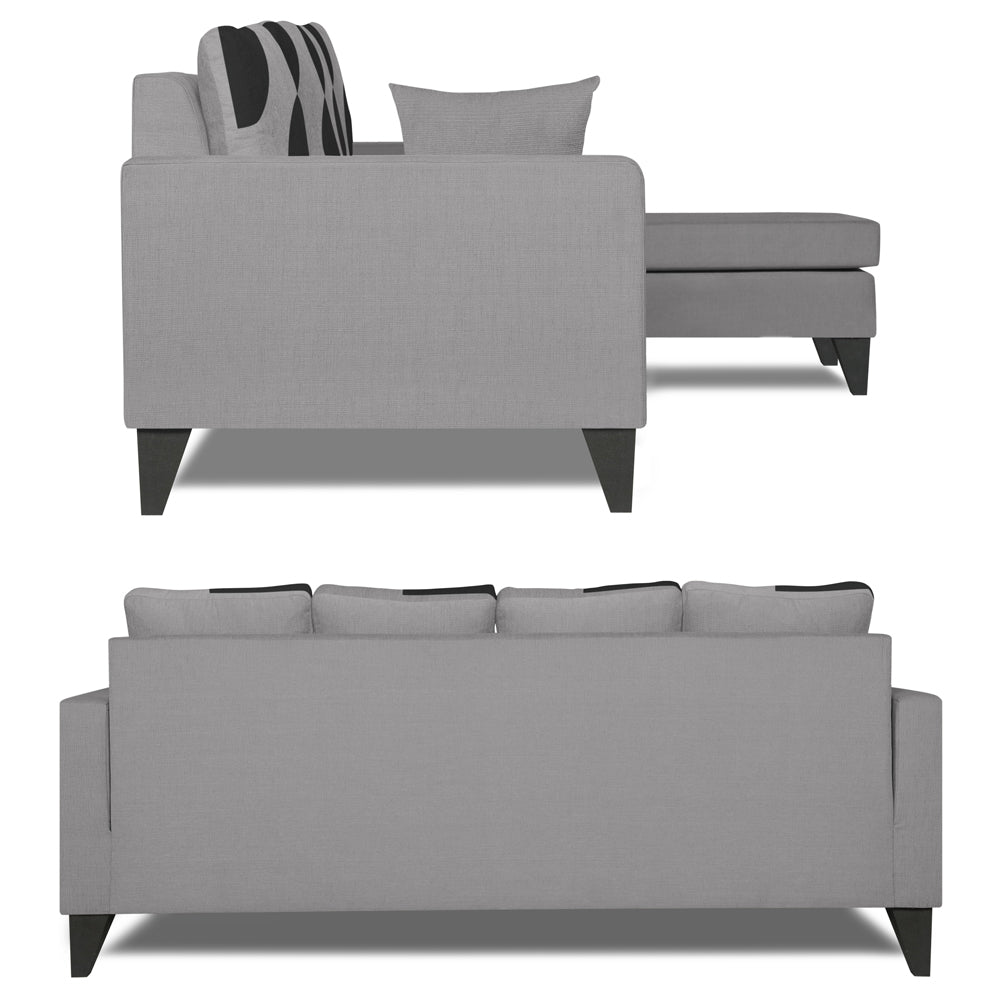 Adorn India Denver L Shape 5 Seater Sofa Set (Right Hand Side) (Grey)