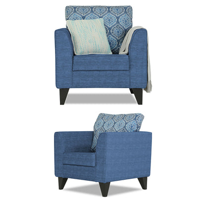 Adorn India Cortina Damask 3+2+1 6 Seater Sofa Set with Centre Table (Blue) Modern