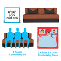 Adorn India Easy Boom 4 Seater Sofa Cum Bed 6 x 6 (Rust & Black) (1 Year Warranty)