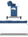 Adorn India Ashley Plain Leatherette Fabric 3-2-1 Six Seater Sofa Set (Blue & White)