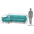 Adorn India Damian L Shape 6 Seater Sofa Set LHS (Aqua Blue) (3 Year Warranty)